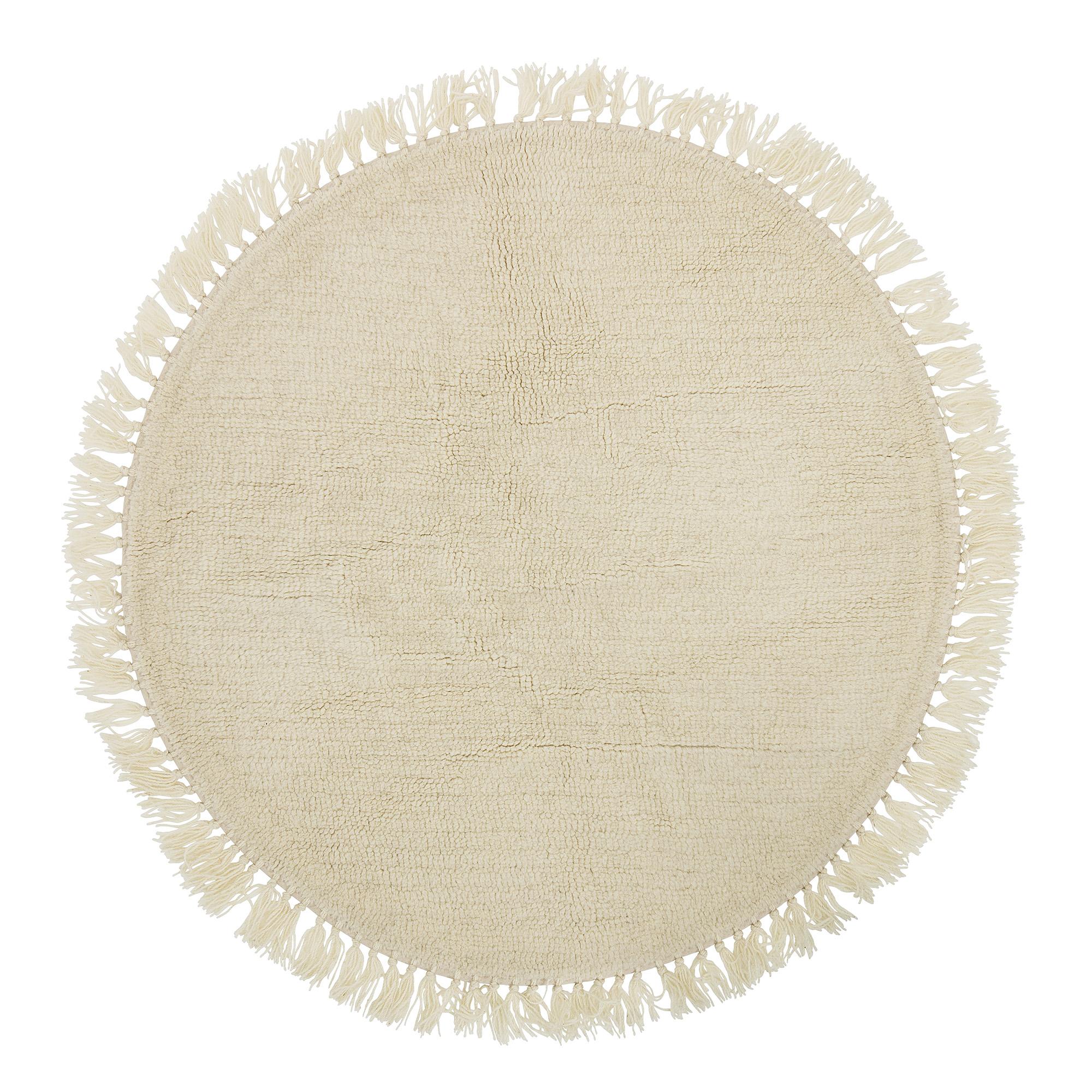 Lite naturfarget Bloomingville Lenea-teppe i ull med diameter 110 centimeter