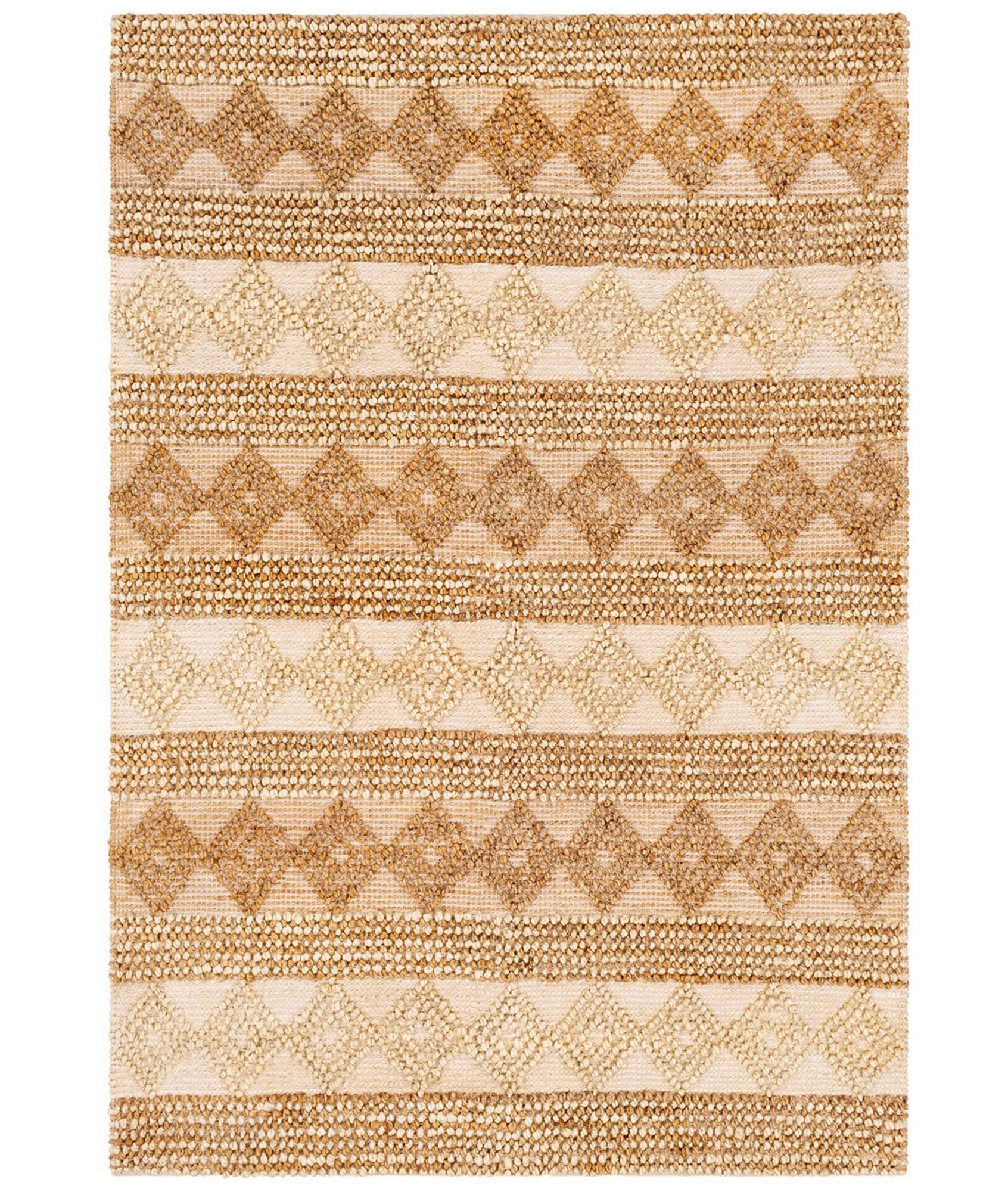 Rektangulært TEPPI 00025A juteteppe med beige mønster